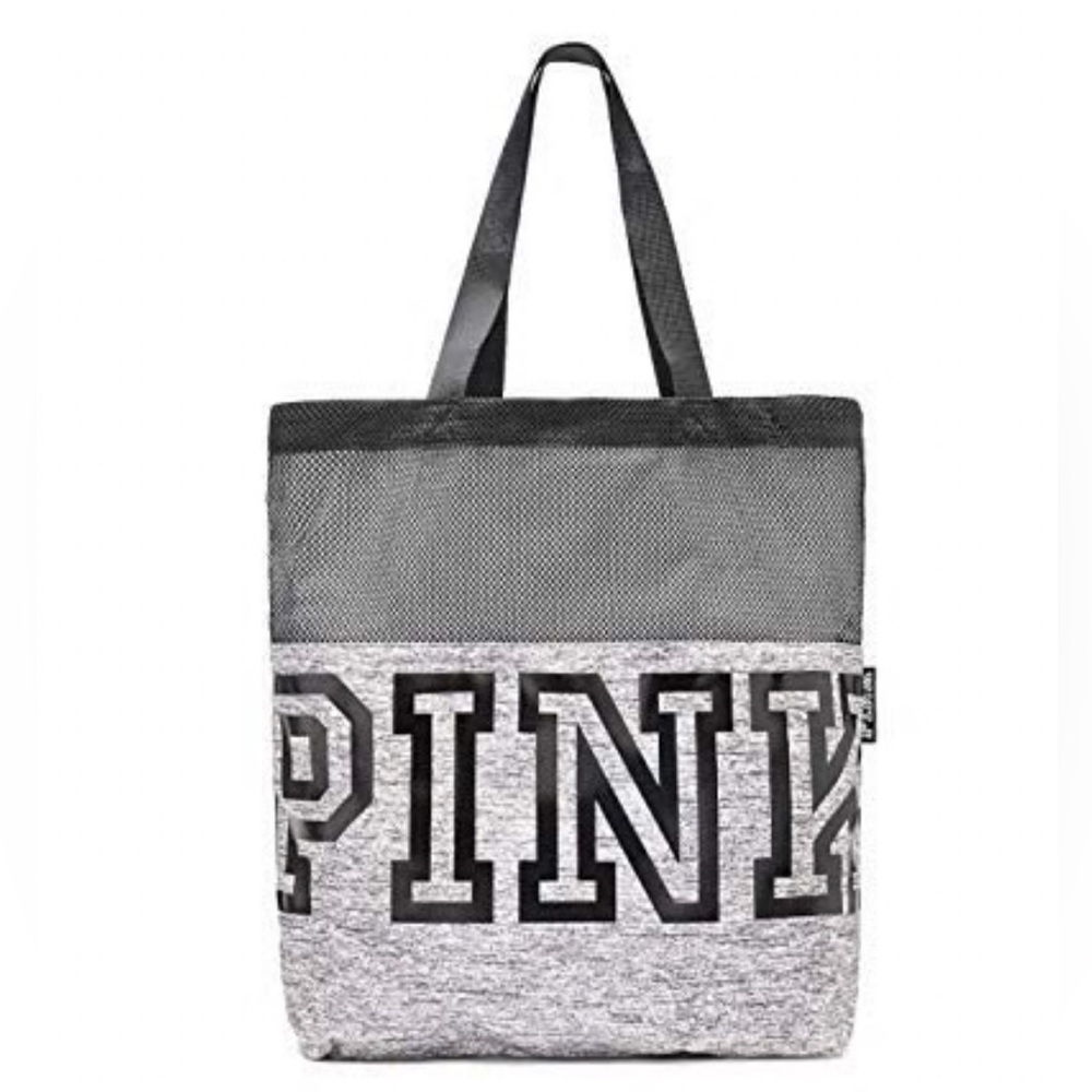 VICTORIA'S SECRET PINK MESH TOTE  Bag LIMITED EDITION FALL, MARL GREY